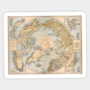 Antique Map of the Northern Regions at the North Pole Sticker